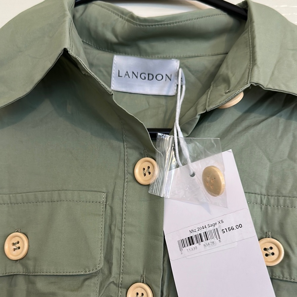 Langdon Sage Green Button-Up Dress